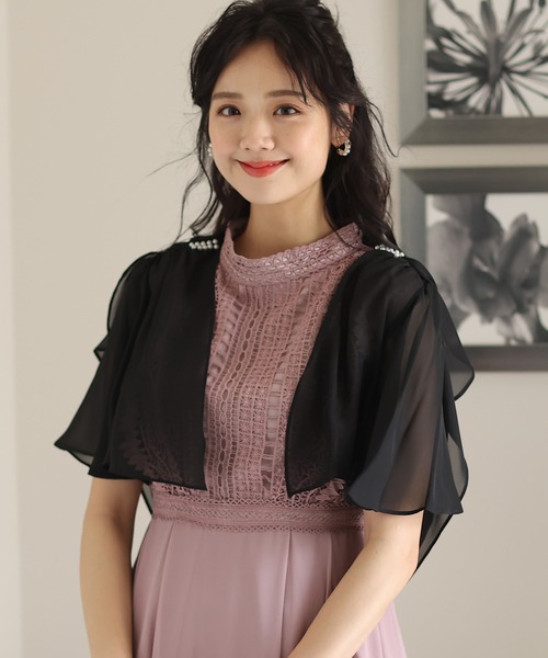 PourVous(プールヴー)の「リボンが心揺らめくリボン ボレロ 結婚式対応 オケージョン (ノーカラージャケット・レディース・アイボリー/ブラック/シルバー/ネイビー・M)」の8枚目の写真