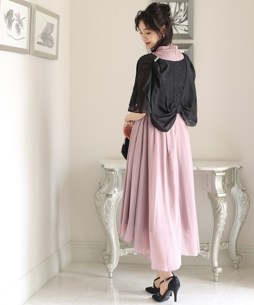 PourVous(プールヴー)の「リボンが心揺らめくリボン ボレロ 結婚式対応 オケージョン (ノーカラージャケット・レディース・アイボリー/ブラック/シルバー/ネイビー・M)」の5枚目の写真