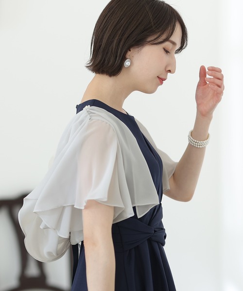 PourVous(プールヴー)の「リボンが心揺らめくリボン ボレロ 結婚式対応 オケージョン (ノーカラージャケット・レディース・アイボリー/ブラック/シルバー/ネイビー・M)」の22枚目の写真
