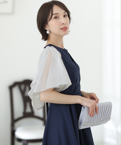 PourVous(プールヴー)の「リボンが心揺らめくリボン ボレロ 結婚式対応 オケージョン (ノーカラージャケット・レディース・アイボリー/ブラック/シルバー/ネイビー・M)」の17枚目の写真