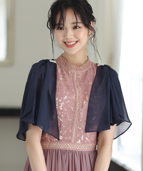 PourVous(プールヴー)の「リボンが心揺らめくリボン ボレロ 結婚式対応 オケージョン (ノーカラージャケット・レディース・アイボリー/ブラック/シルバー/ネイビー・M)」の16枚目の写真