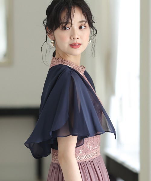PourVous(プールヴー)の「リボンが心揺らめくリボン ボレロ 結婚式対応 オケージョン (ノーカラージャケット・レディース・アイボリー/ブラック/シルバー/ネイビー・M)」の15枚目の写真