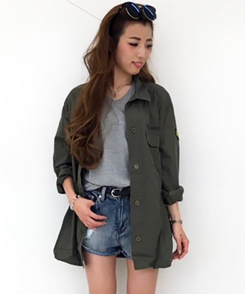 VENCEEXCHANGE（ヴァンスエクスチェンジ）の「ミリタリーシャツジャケット（ミリタリージャケット・レディース・グリーン系その他/ダークグリーン・MEDIUM）」の2枚目の写真