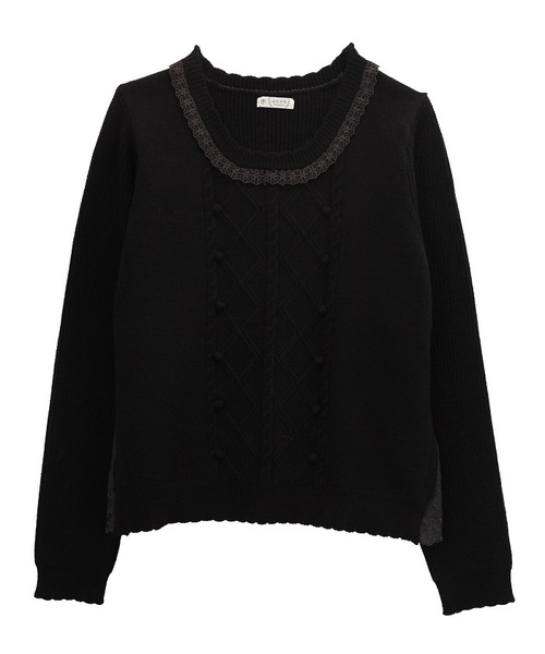 axes femme（アクシーズファム）の「サイドレース入りニットプルオーバー（ニット/セーター・レディース・キナリ/ブラック/ブルーグリーン・MEDIUM）」の2枚目の写真