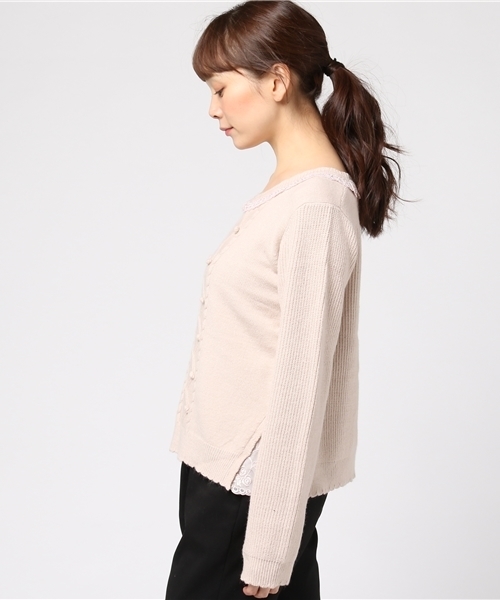 axes femme（アクシーズファム）の「サイドレース入りニットプルオーバー（ニット/セーター・レディース・キナリ/ブラック/ブルーグリーン・MEDIUM）」の5枚目の写真