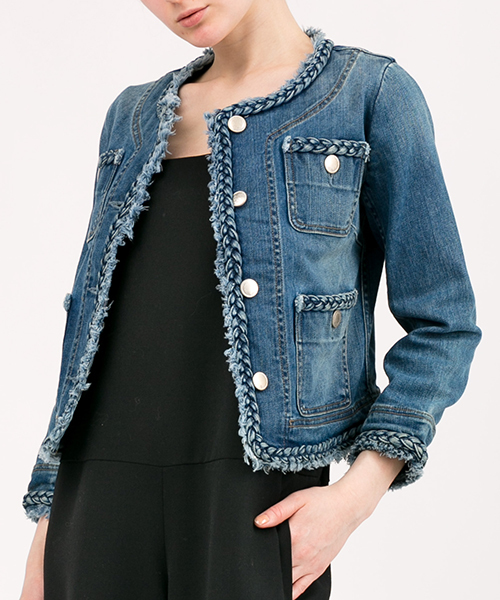 Moname モナーム の Moname フリンジ クルーネック ジャケット デニムジャケット Wear