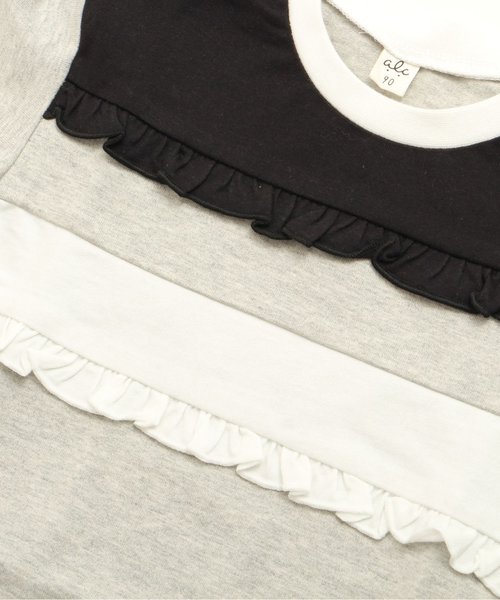 apres les cours（アプレレクール）の「袖フレア切替フリルTシャツ（Tシャツ/カットソー・キッズ・グレー/オフホワイト/ブラック・100/120/110/130/90/80）」の11枚目の写真