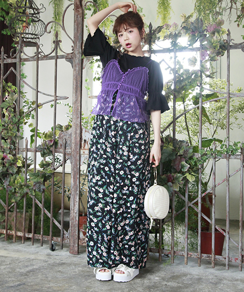 one after another NICE CLAUP（ワンアフターアナザーナイスクラップ）の「キャンディースリーブ半袖トップス（Tシャツ/カットソー・レディース・ラベンダー/ブラック/オフホワイト/イエロー・FREE）」の7枚目の写真