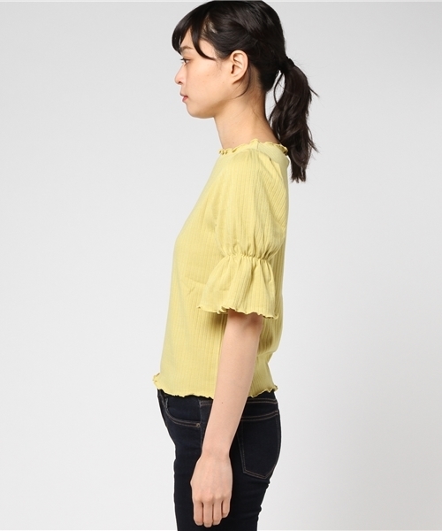 one after another NICE CLAUP（ワンアフターアナザーナイスクラップ）の「キャンディースリーブ半袖トップス（Tシャツ/カットソー・レディース・ラベンダー/ブラック/オフホワイト/イエロー・FREE）」の17枚目の写真