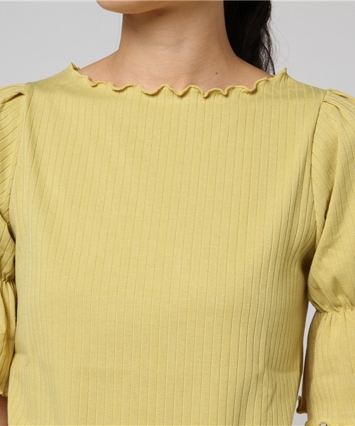 one after another NICE CLAUP（ワンアフターアナザーナイスクラップ）の「キャンディースリーブ半袖トップス（Tシャツ/カットソー・レディース・ラベンダー/ブラック/オフホワイト/イエロー・FREE）」の19枚目の写真