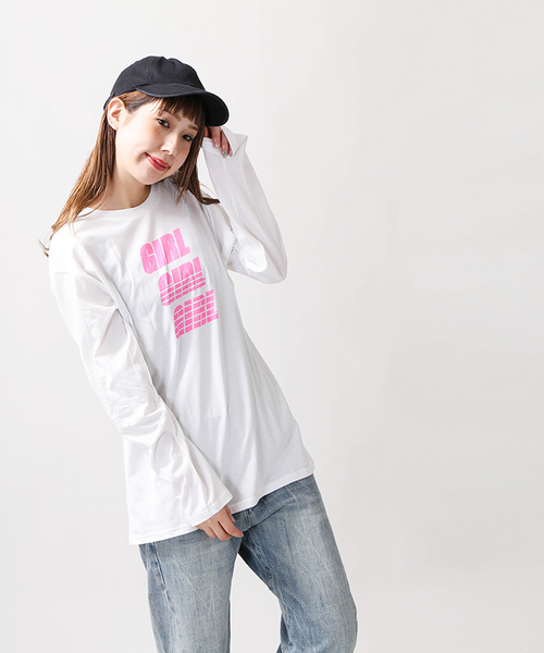WEGO(ウィゴー)の「WEGO/GIRLロゴプリントロングTシャツ(Tシャツ/カットソー・レディース・ブラック/ライム/ホワイト・FREE)」の17枚目の写真
