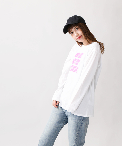 WEGO(ウィゴー)の「WEGO/GIRLロゴプリントロングTシャツ(Tシャツ/カットソー・レディース・ブラック/ライム/ホワイト・FREE)」の18枚目の写真