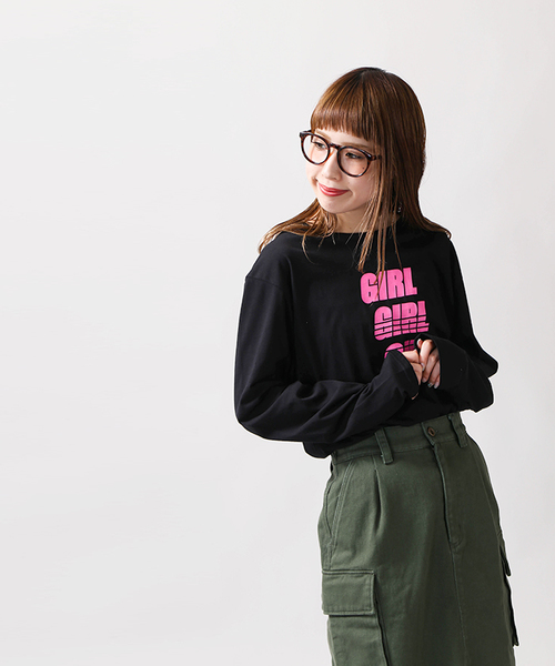 WEGO(ウィゴー)の「WEGO/GIRLロゴプリントロングTシャツ(Tシャツ/カットソー・レディース・ブラック/ライム/ホワイト・FREE)」の20枚目の写真
