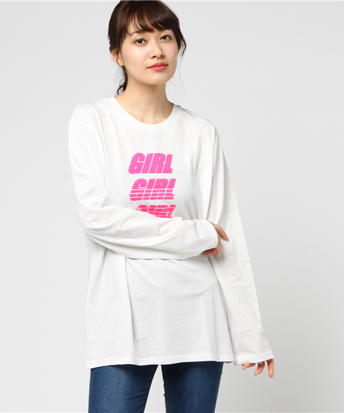 WEGO(ウィゴー)の「WEGO/GIRLロゴプリントロングTシャツ(Tシャツ/カットソー・レディース・ブラック/ライム/ホワイト・FREE)」の12枚目の写真