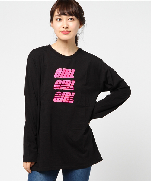 WEGO(ウィゴー)の「WEGO/GIRLロゴプリントロングTシャツ(Tシャツ/カットソー・レディース・ブラック/ライム/ホワイト・FREE)」の13枚目の写真