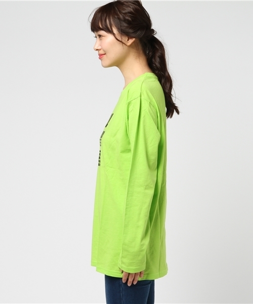 WEGO(ウィゴー)の「WEGO/GIRLロゴプリントロングTシャツ(Tシャツ/カットソー・レディース・ブラック/ライム/ホワイト・FREE)」の7枚目の写真