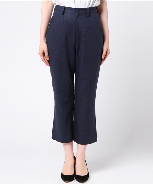 MOUSSY(マウジー)の「LINEN CROPPED PANTS(その他パンツ・レディース・ベージュ/ネイビー・1/2)」の3枚目の写真