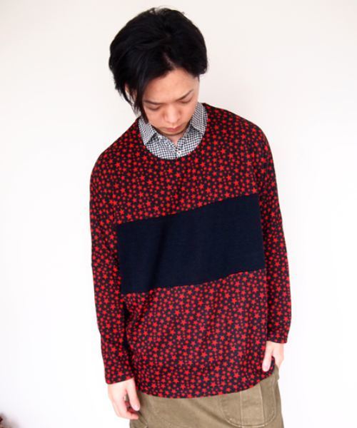 BEATJIVE（ビートジャイブ）の「ドルマンスリーブワイドシルエットニットセーター メンズ（ニット/セーター・メンズ・チャコールグレー/ブラック/レッド系その他/レッド系その他2/ブラック系その他・FREE）」の5枚目の写真