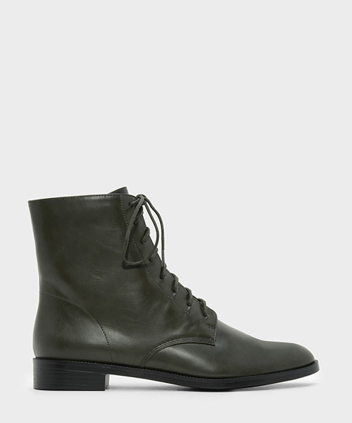 CHARLES & KEITH(チャールズ & キース)の「レースアップカフブーツ / LACE-UP CALF BOOTS(ブーツ・レディース・オリーブ/ブラック・22.5cm/23.5cm/23cm/24.5cm/25cm)」の1枚目の写真