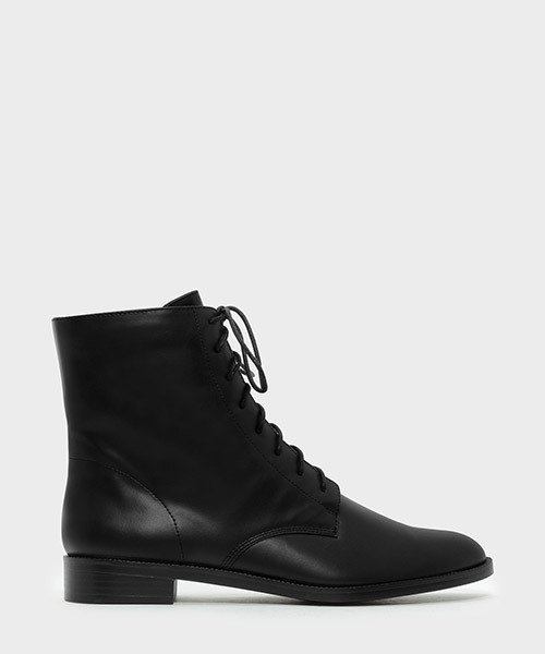 CHARLES & KEITH(チャールズ & キース)の「レースアップカフブーツ / LACE-UP CALF BOOTS(ブーツ・レディース・オリーブ/ブラック・22.5cm/23.5cm/23cm/24.5cm/25cm)」の2枚目の写真