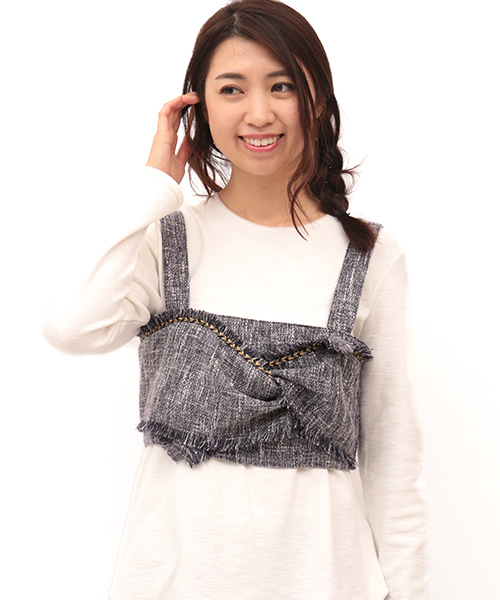 チチカカ(チチカカ)の「ツィードブレードビスチェ プルオーバー(キャミソール・レディース・ベージュ/ネイビー・FREE)」の13枚目の写真