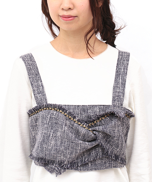 チチカカ(チチカカ)の「ツィードブレードビスチェ プルオーバー(キャミソール・レディース・ベージュ/ネイビー・FREE)」の10枚目の写真