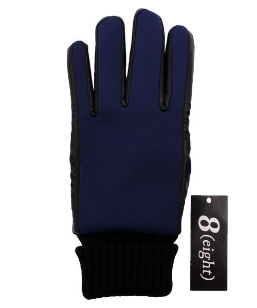 ８(eight)（エイト）の「プレーン PUレザー 手袋 グローブ スマホ対応（手袋・メンズ・ブラック/ネイビー・FREE）」の7枚目の写真