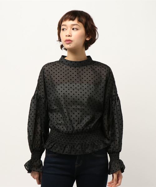 mystic(ミスティック)の「フロッキードットブラウス(シャツ mystic(ミスティック)の「フロッキードットブラウス(シャツ