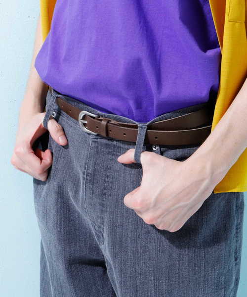 EMMA CLOTHES（エマクローズ）の「本革ロングナローベルト Real Leather Slim Belt（ベルト・メンズ・ホワイト/ブラック/ダークブラウン/レッド/ダークグリーン/ベージュ・FREE）」の14枚目の写真