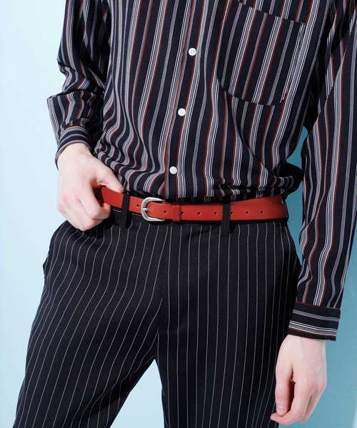 EMMA CLOTHES（エマクローズ）の「本革ロングナローベルト Real Leather Slim Belt（ベルト・メンズ・ホワイト/ブラック/ダークブラウン/レッド/ダークグリーン/ベージュ・FREE）」の21枚目の写真