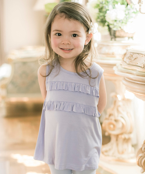 Catherine Cottage（キャサリンコテージ）の「レーヨンフリルタンクトップ（タンクトップ・キッズ・ブラック/ピンク/ライラック/イエロー/グレー/ホワイト/ネイビー・120/140/110/130）」の5枚目の写真