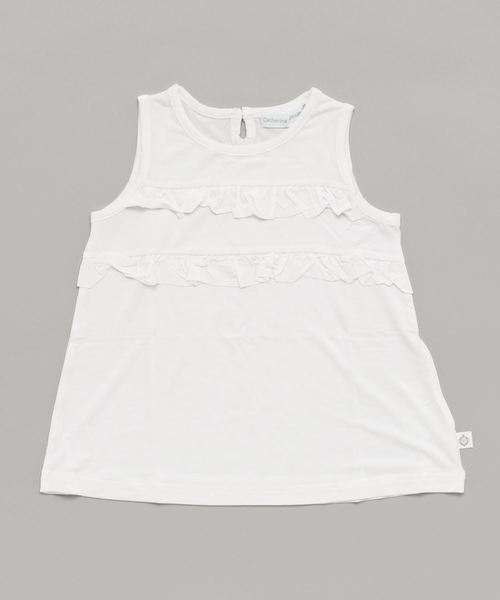 Catherine Cottage（キャサリンコテージ）の「レーヨンフリルタンクトップ（タンクトップ・キッズ・ブラック/ピンク/ライラック/イエロー/グレー/ホワイト/ネイビー・120/140/110/130）」の2枚目の写真