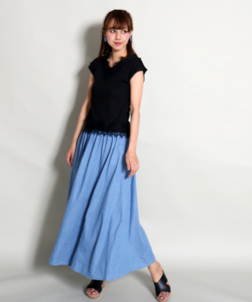 MARLENE JOBERT（マルレーヌ　ジョベル）の「テレコレースカットソー（Tシャツ/カットソー・レディース・ブラック/パープル/ブラウン/オフホワイト・M）」の5枚目の写真