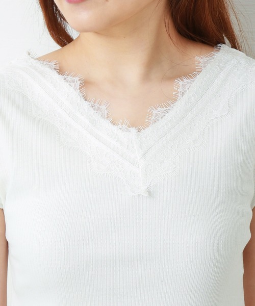 MARLENE JOBERT（マルレーヌ　ジョベル）の「テレコレースカットソー（Tシャツ/カットソー・レディース・ブラック/パープル/ブラウン/オフホワイト・M）」の11枚目の写真