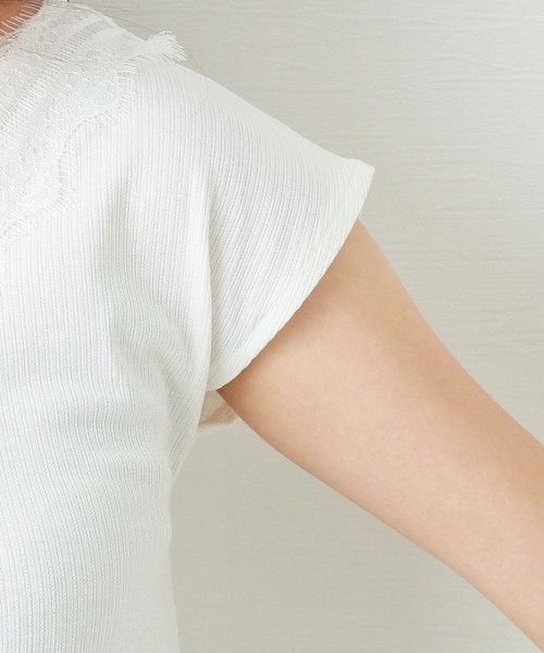 MARLENE JOBERT（マルレーヌ　ジョベル）の「テレコレースカットソー（Tシャツ/カットソー・レディース・ブラック/パープル/ブラウン/オフホワイト・M）」の10枚目の写真