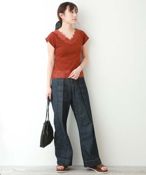 MARLENE JOBERT（マルレーヌ　ジョベル）の「テレコレースカットソー（Tシャツ/カットソー・レディース・ブラック/パープル/ブラウン/オフホワイト・M）」の17枚目の写真