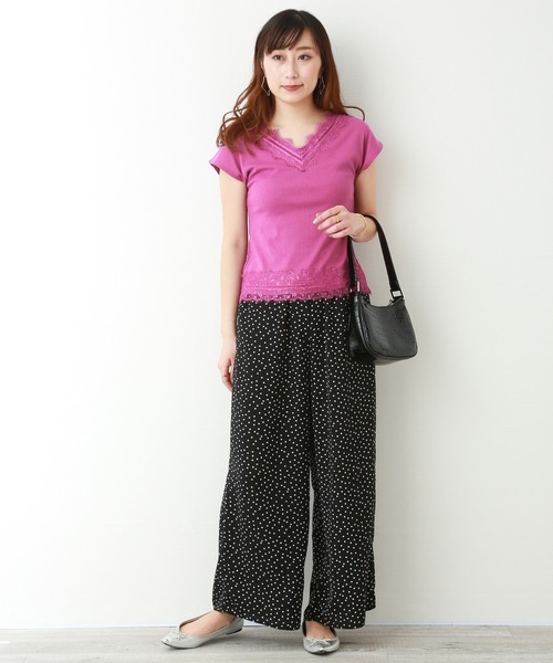 MARLENE JOBERT（マルレーヌ　ジョベル）の「テレコレースカットソー（Tシャツ/カットソー・レディース・ブラック/パープル/ブラウン/オフホワイト・M）」の16枚目の写真