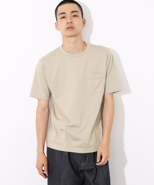 ADAM ET ROPE'(アダムエロペ)の「AW ラグジュアリーコットンクルーネックTシャツ(Tシャツ/カットソー・メンズ・ホワイト/ベージュ/ネイビー・S/M/L)」の1枚目の写真