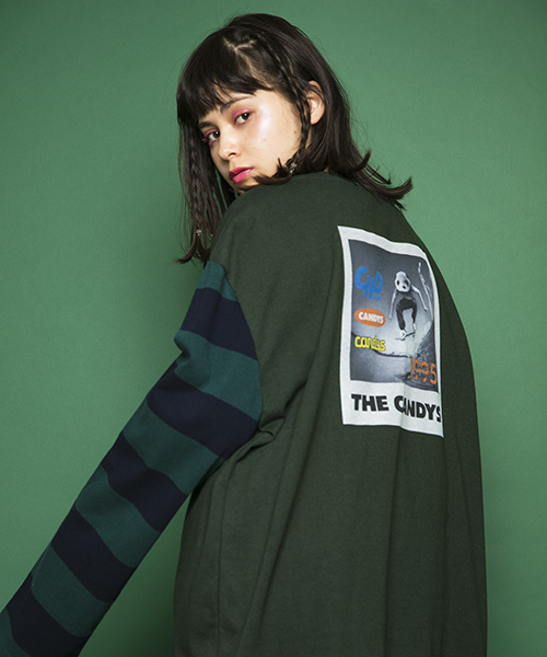 Candy Stripper(キャンディストリッパー)の「THE CANDYS BORDER L/S Tシャツ(Tシャツ/カットソー・レディース・ブラック/ベージュ/グリーン/ボルドー・2)」の12枚目の写真