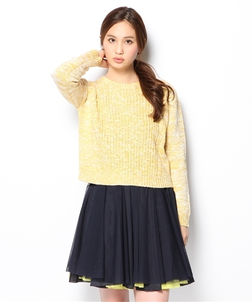 Another Edition(アナザーエディション)の「AE MIX アゼ ケーブル PO(ニット/セーター・レディース・ブラック/ピンク/イエロー・フリー)」の1枚目の写真