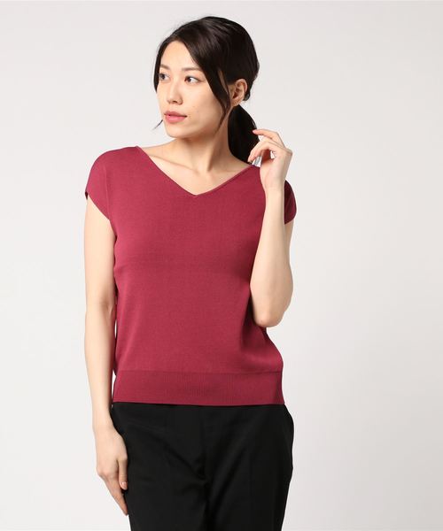 TRUDEA(トルディア)の「バックメタルプレート フレンチスリーブニット(ニット/セーター・レディース・ホワイト/ブラック/モカ/カーキ/ネイビー/ピンク・MEDIUM/LARGE)」の15枚目の写真