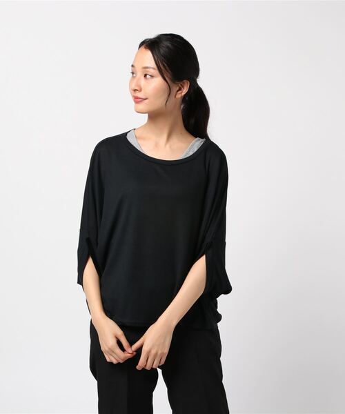 STYLEBLOCK（スタイルブロック）の「インナー付きビッグシルエットカットソー（Tシャツ/カットソー・レディース・ベージュ/パープル/ブラウン/ブラック系その他・M）」の2枚目の写真