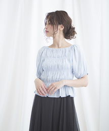 【Jewelobe/ ジュエローブ】 シャーリングオフショルトップス