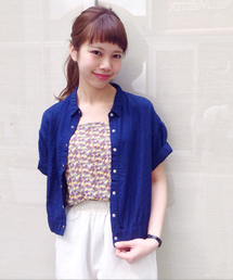 Kastane | 【Kastane】半袖ギャザーブラウスデニム(シャツ/ブラウス)