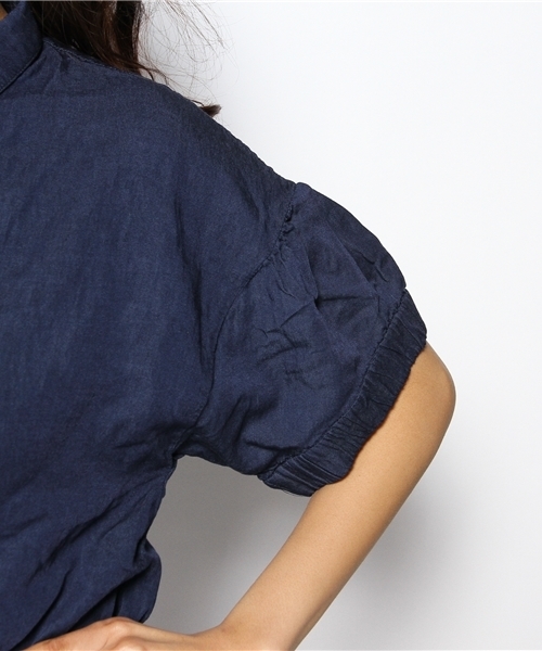 Kastane（カスタネ）の「【Kastane】半袖ギャザーブラウスデニム（シャツ/ブラウス・レディース・ブルー・FREE）」の3枚目の写真