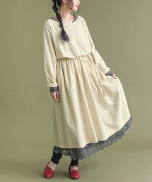 『贅沢レース長袖ペチワンピース』