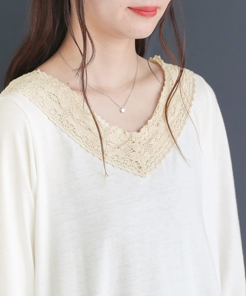 osharewalker（オシャレウォーカー）の「『贅沢レース長袖ペチワンピース』（ワンピース・レディース・オフホワイト/ブラック/グレー・2/1）」の9枚目の写真