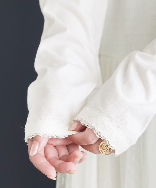 osharewalker（オシャレウォーカー）の「『贅沢レース長袖ペチワンピース』（ワンピース・レディース・オフホワイト/ブラック/グレー・2/1）」の10枚目の写真