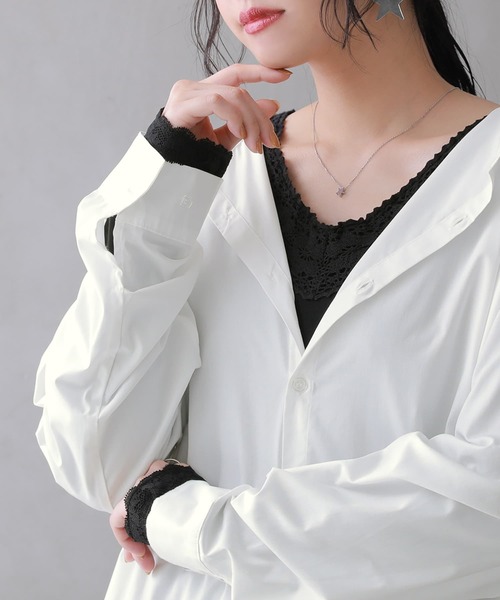 osharewalker（オシャレウォーカー）の「『贅沢レース長袖ペチワンピース』（ワンピース・レディース・オフホワイト/ブラック/グレー・2/1）」の19枚目の写真