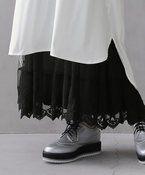 osharewalker（オシャレウォーカー）の「『贅沢レース長袖ペチワンピース』（ワンピース・レディース・オフホワイト/ブラック/グレー・2/1）」の20枚目の写真